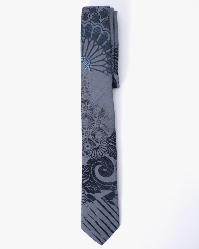 Kiriko Original Tie, Grey Multi Kiku