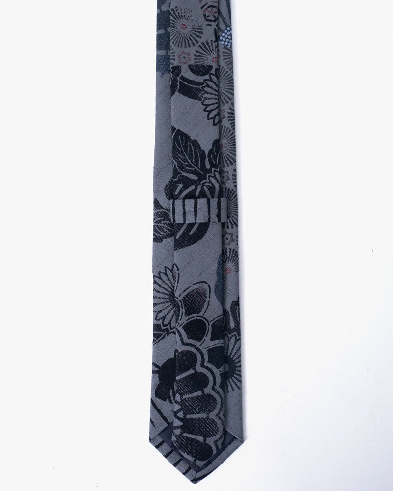 Kiriko Original Tie, Grey Multi Kiku