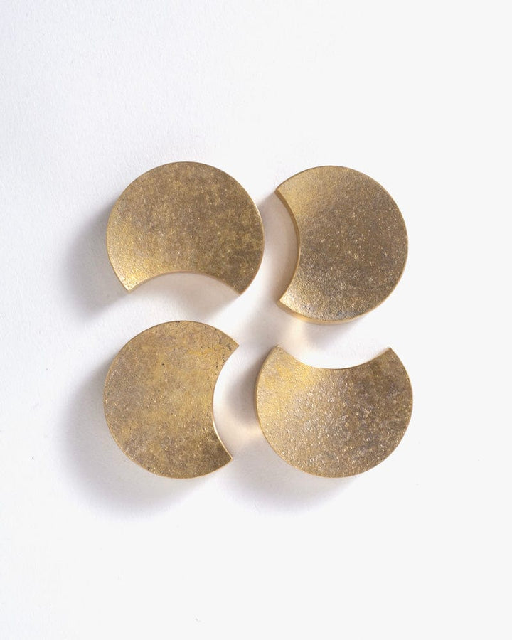 Futagami Brass Chopstick Rest, Moon, Set of Four