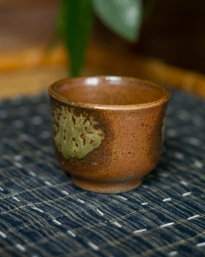 Mashiko-Yaki Sake Cup, Rust and Tan