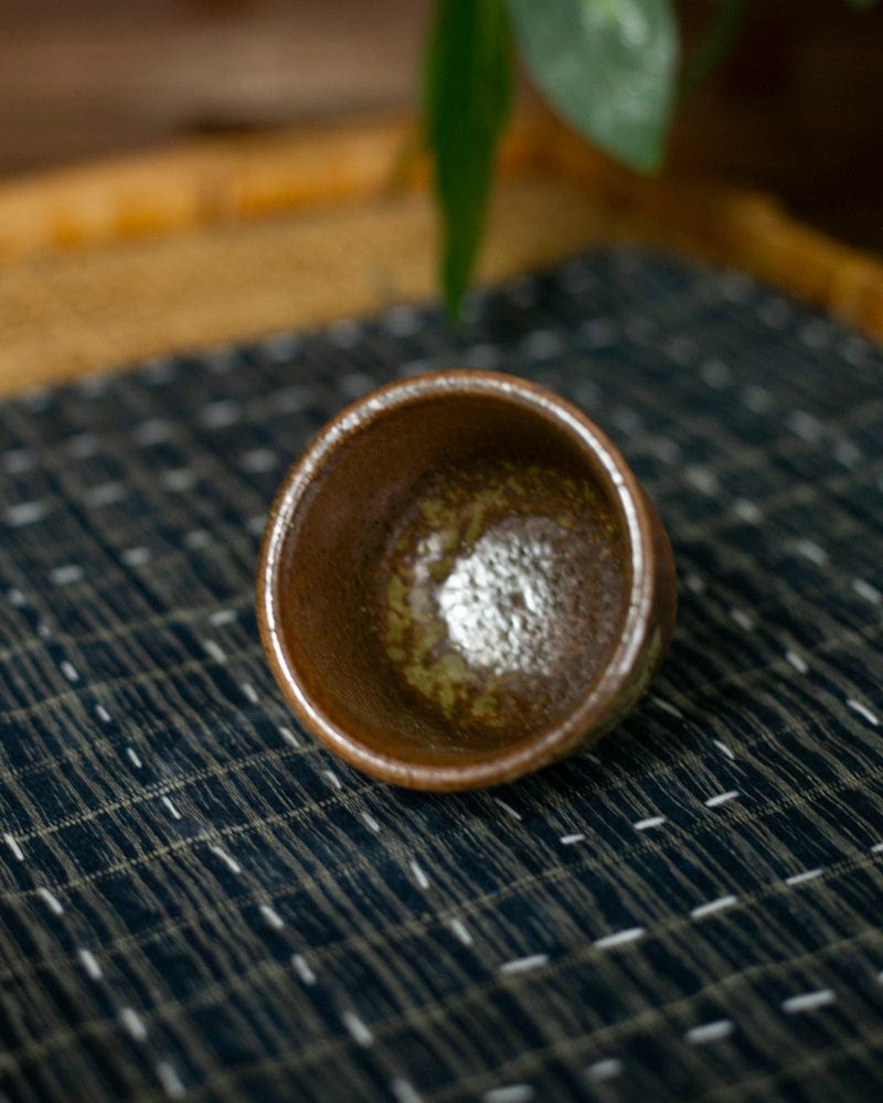 Mashiko-Yaki Sake Cup, Rust and Tan