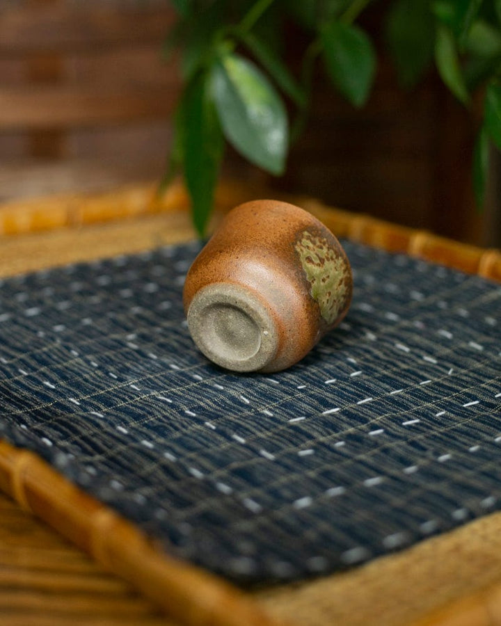 Mashiko-Yaki Sake Cup, Rust and Tan