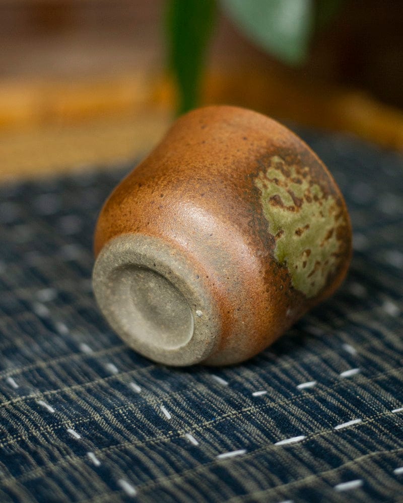 Mashiko-Yaki Sake Cup, Rust and Tan