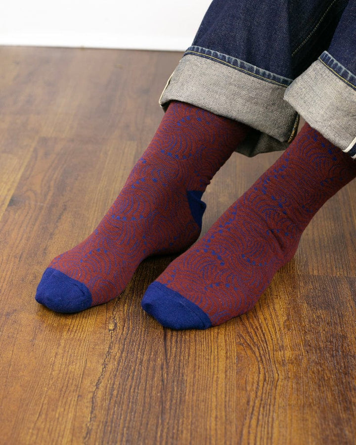 Kiriko Original Socks, Nami, Indigo and Burgundy