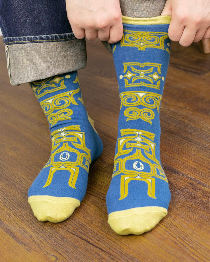 Kiriko Original Socks, Ainu, Tyrian Blue and Custard Yellow