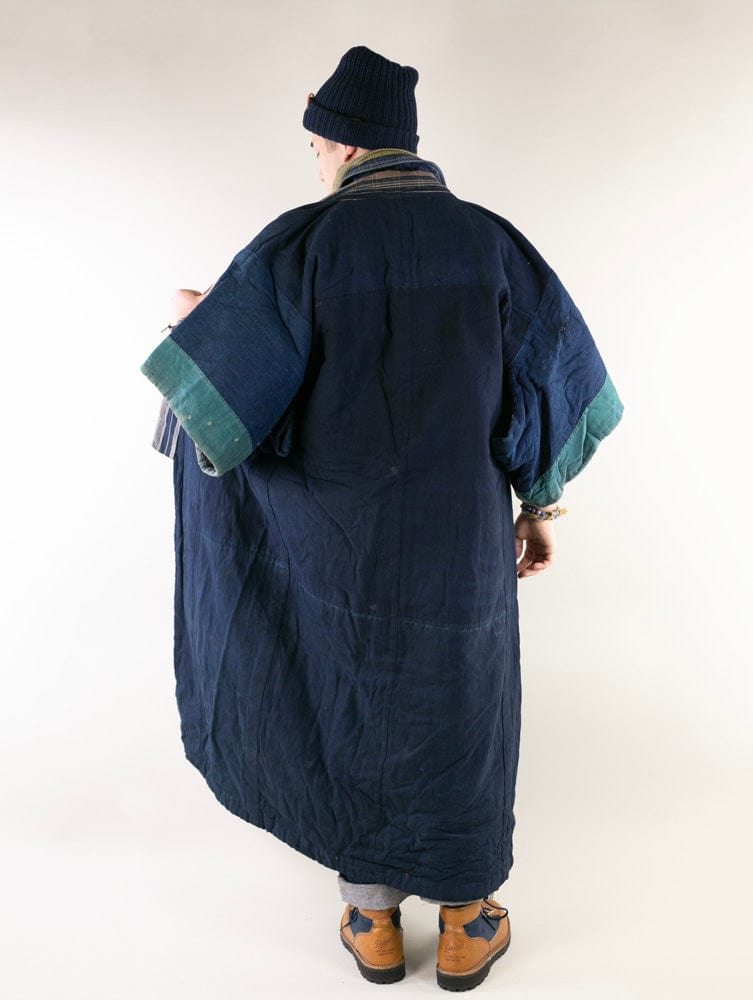 Vintage Noragi Jacket, Reversible, Shima and Indigo