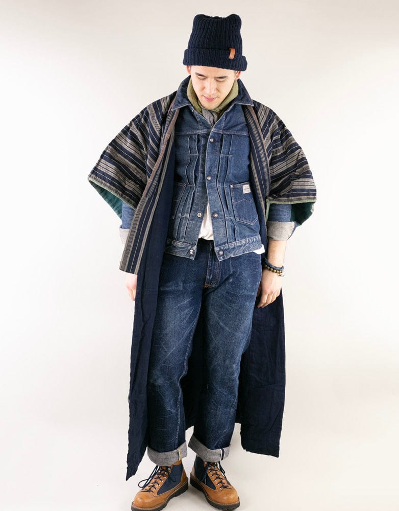 Vintage Noragi Jacket, Reversible, Shima and Indigo