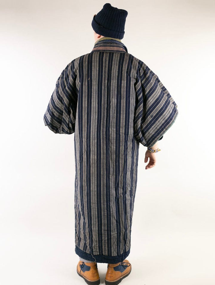 Vintage Noragi Jacket, Reversible, Shima and Indigo