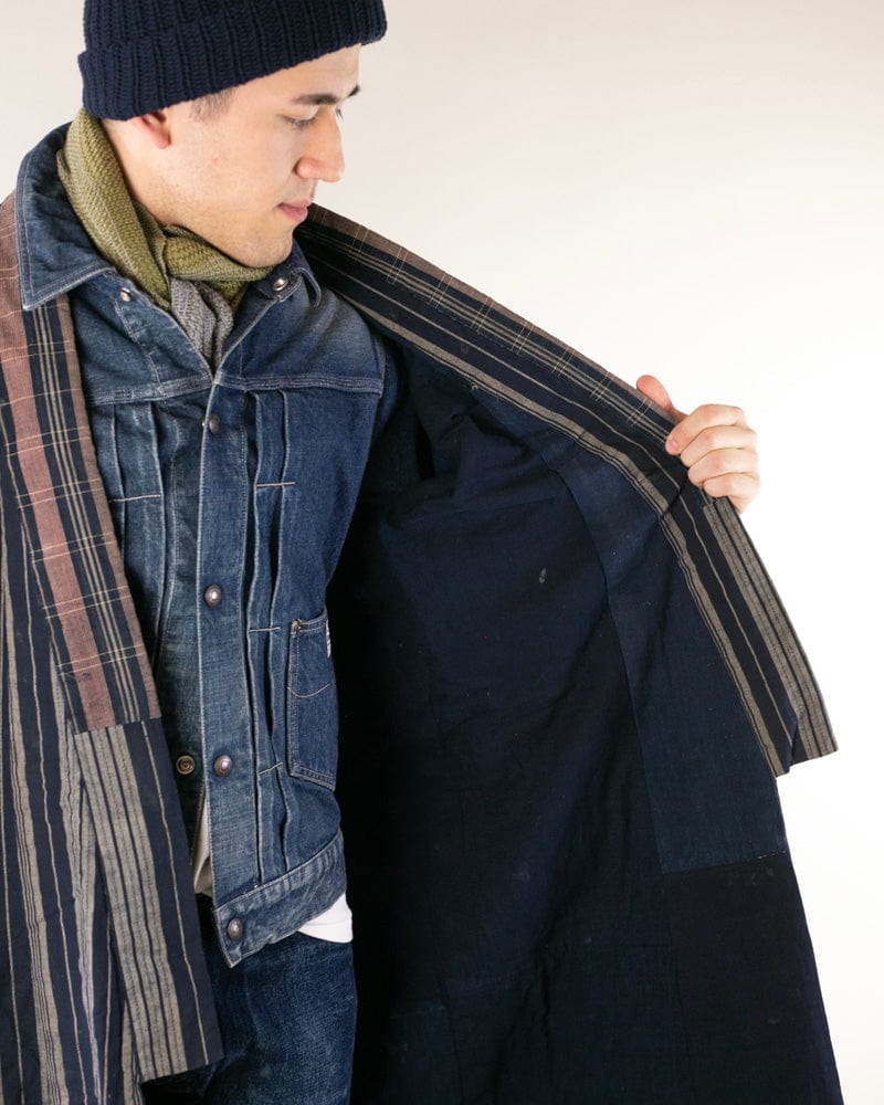Vintage Noragi Jacket, Reversible, Shima and Indigo