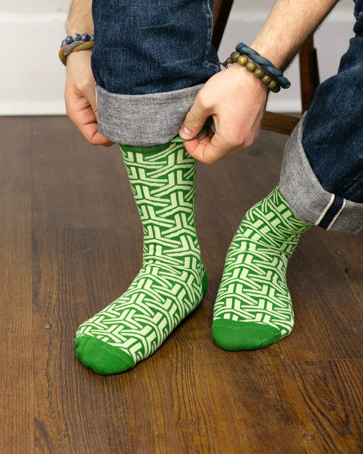 Kiriko Original Sock, Bishamon Kikkou, Pistachio and Green