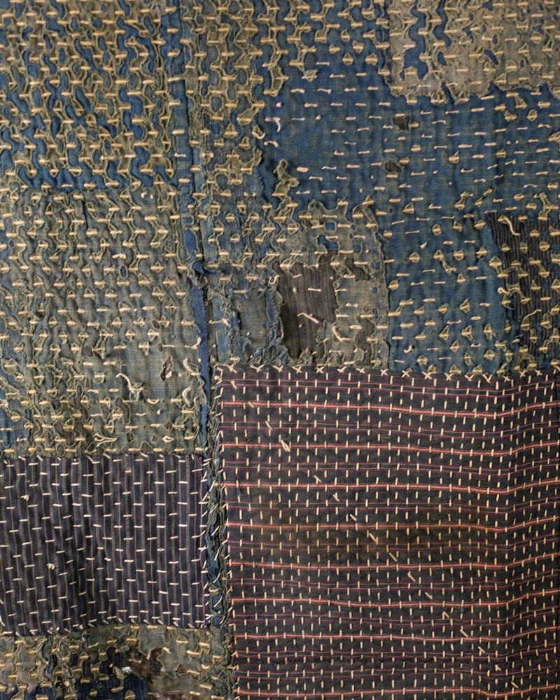 Vintage Boro Blanket, Patched with Sashiko Stitching
