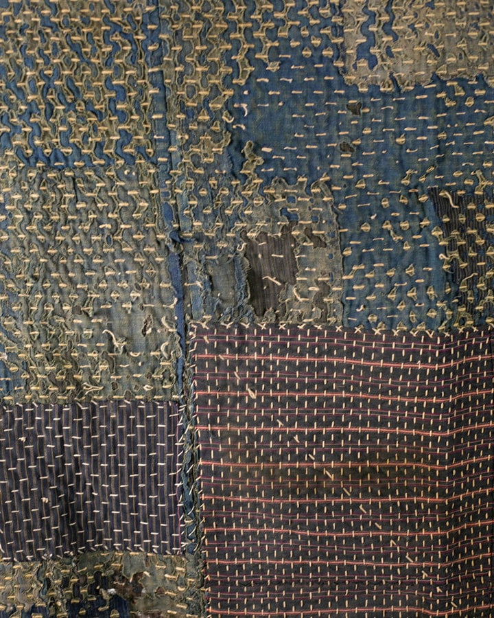 Vintage Boro Blanket, Patched with Sashiko Stitching