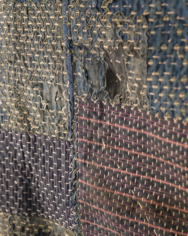Vintage Boro Blanket, Patched with Sashiko Stitching