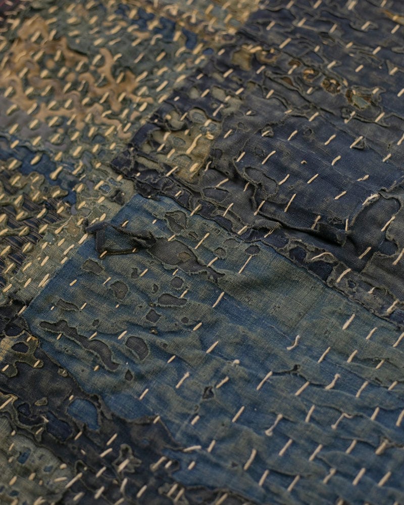 Vintage Boro Blanket, Patched with Sashiko Stitching