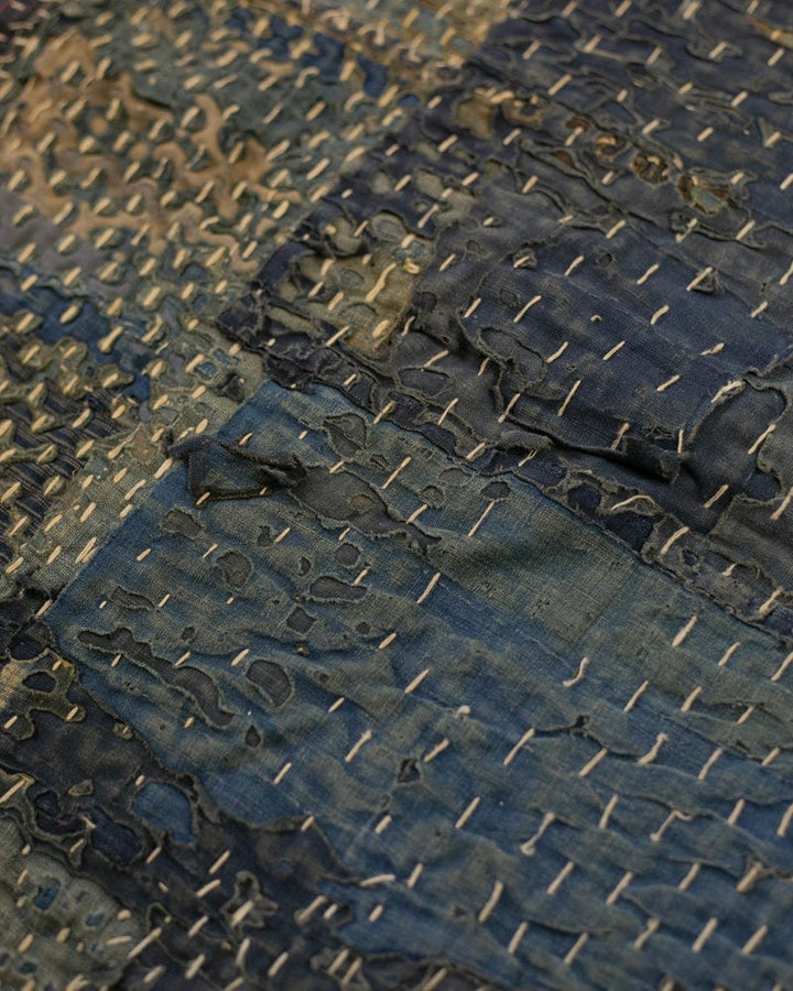 Vintage Boro Blanket, Patched with Sashiko Stitching