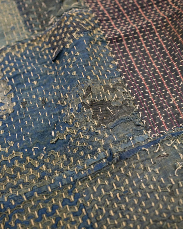 Vintage Boro Blanket, Patched with Sashiko Stitching