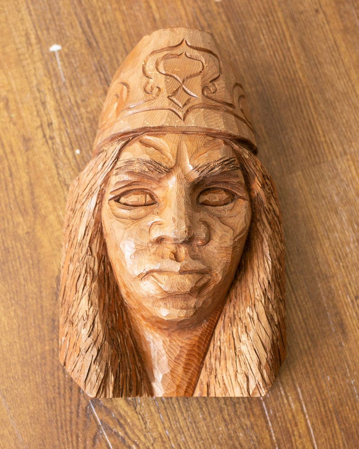 Vintage Ainu Tribal Leader Wooden Head 13