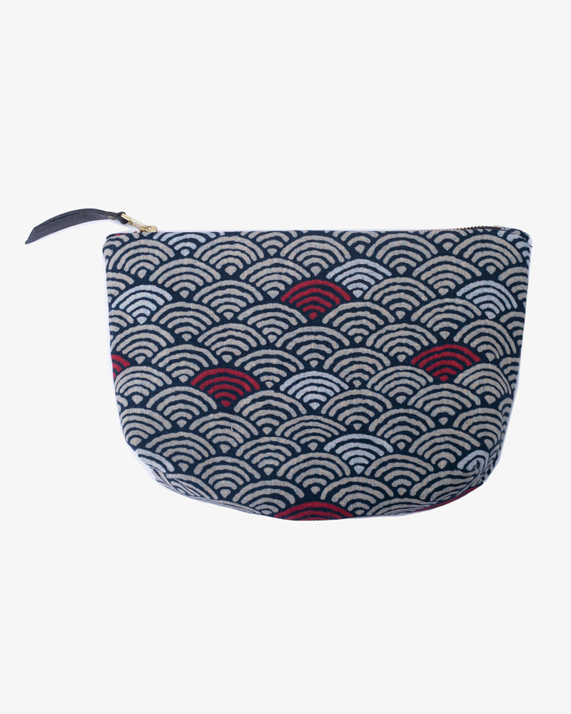 Kiriko Original Stand-Up Pouch, Seigaiha With Red