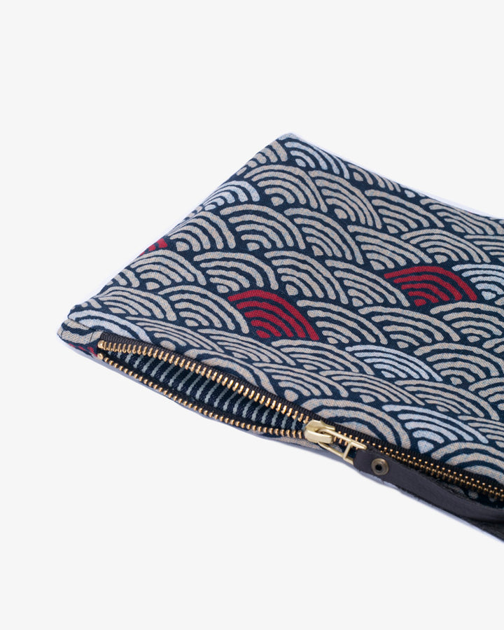 Kiriko Original Stand-Up Pouch, Seigaiha With Red