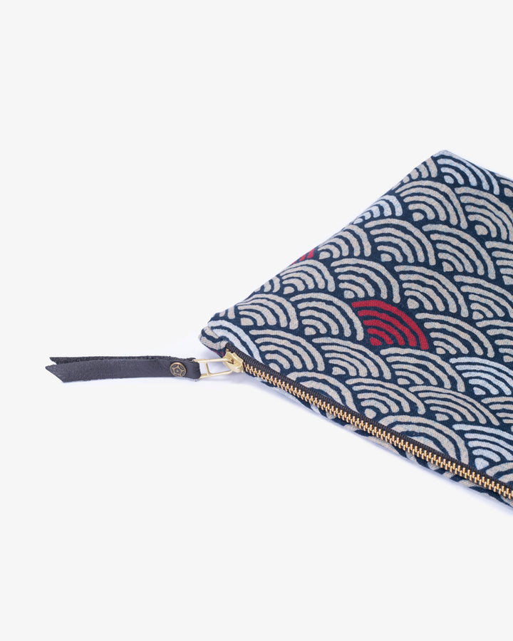 Kiriko Original Stand-Up Pouch, Seigaiha With Red
