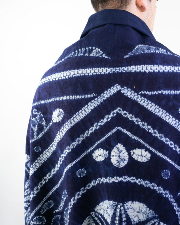 Vintage Furoshiki, Multi-Purpose Cloth, Indigo Shibori, Floral and Geometric