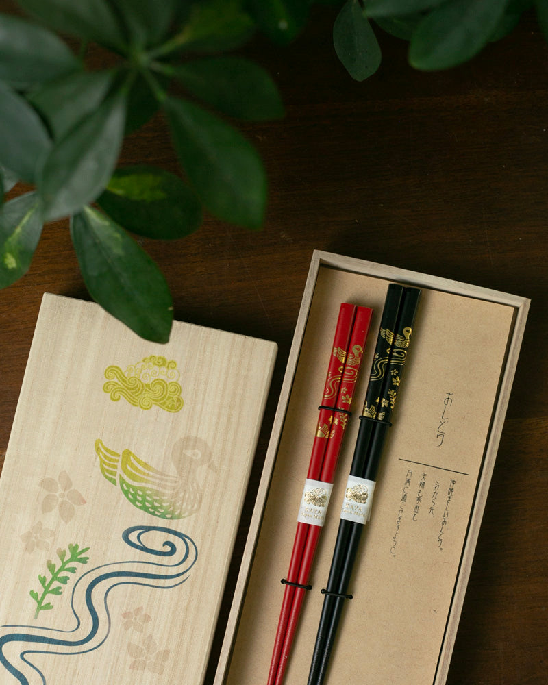 Chopsticks Pair Set with Wooden Box, Oshidori