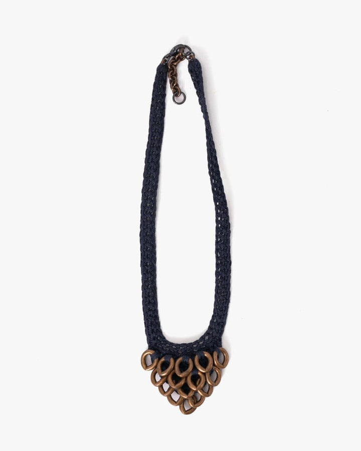 Boet Necklace, Crocheted Artichoke, Navy