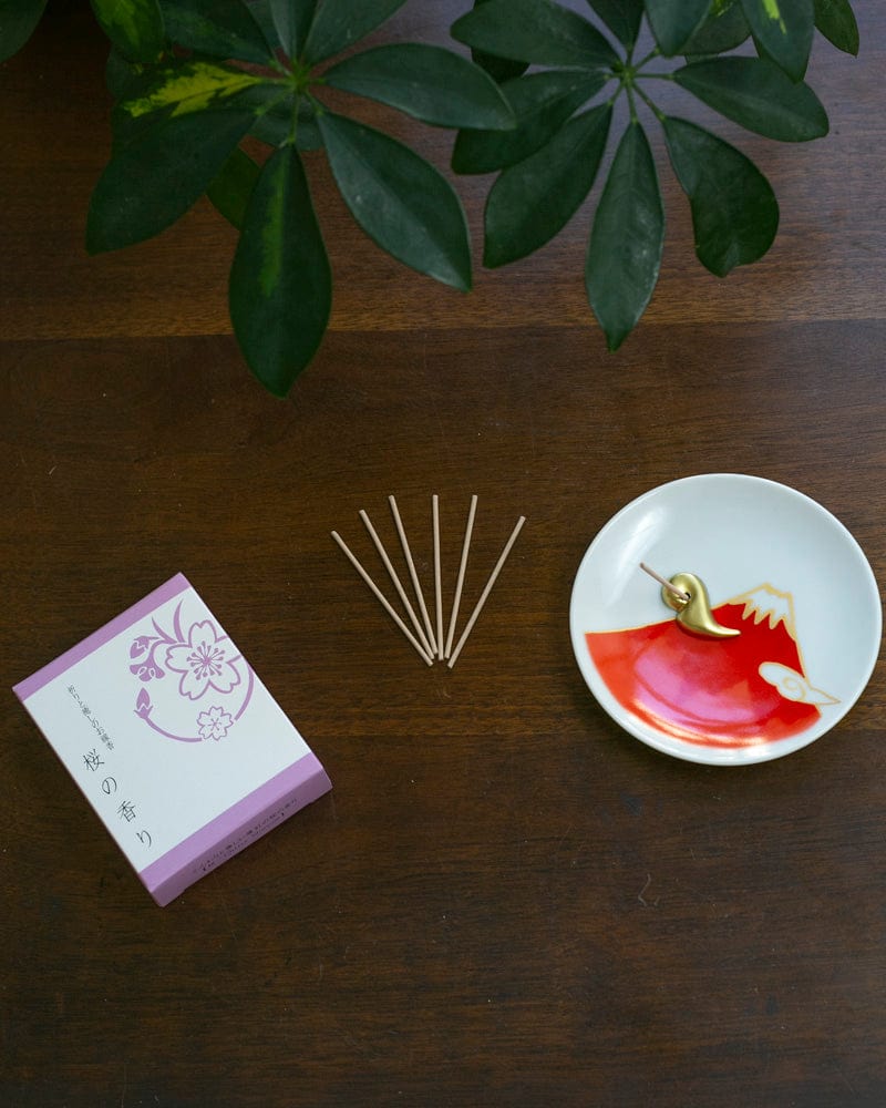YOU YOU ANG Incense, Set with Incense Plate, Sakura