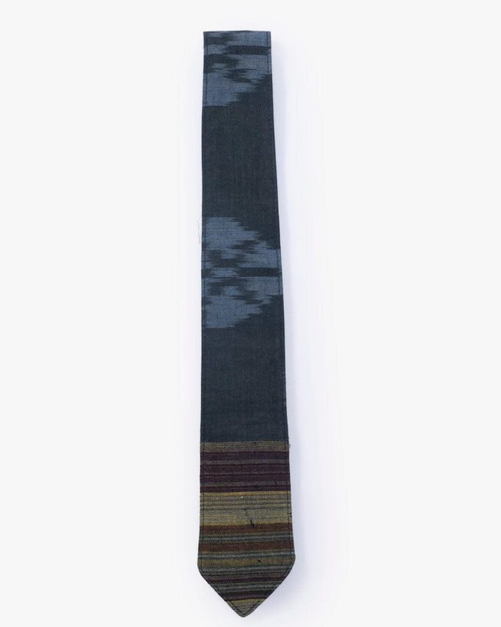 Kiriko Original Tie, Boro, Vintage Kasuri and Variated Shima, Beige, Blue and Grey