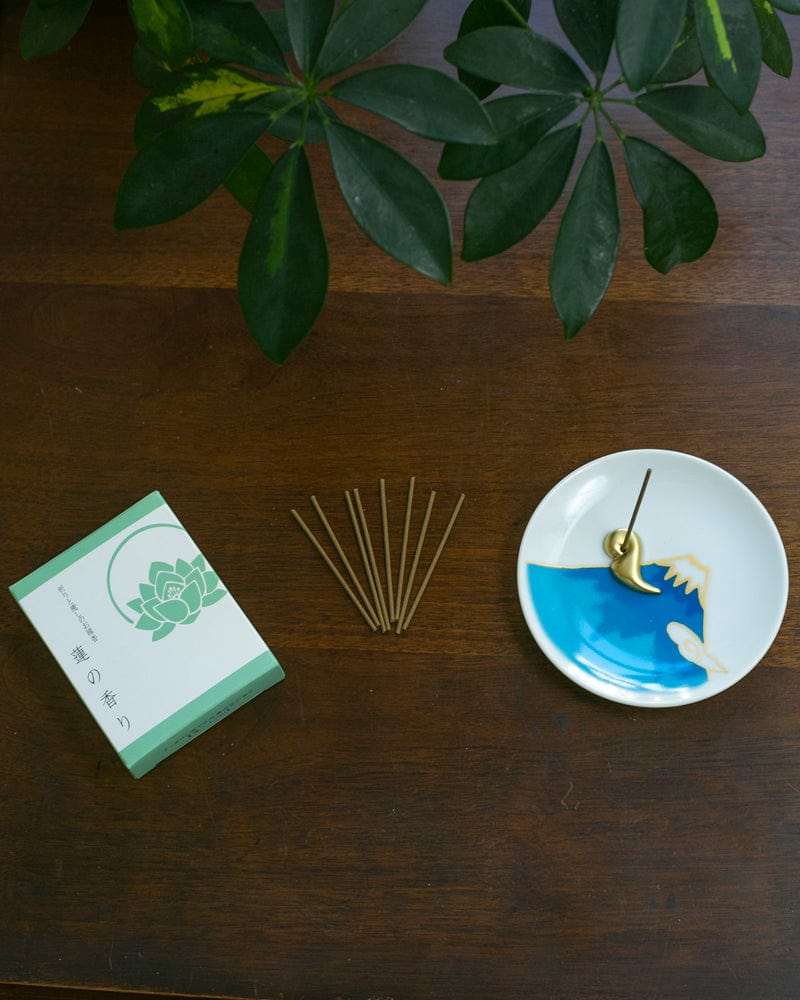 YOU YOU ANG Incense, Set with Blue Incense Plate, Lotus