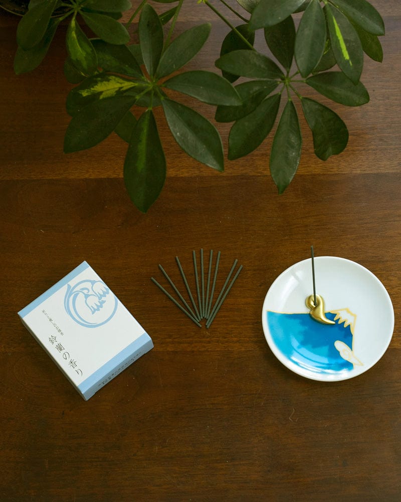 YOU YOU ANG Incense, Set with Blue Incense Plate, Lily of the Valley