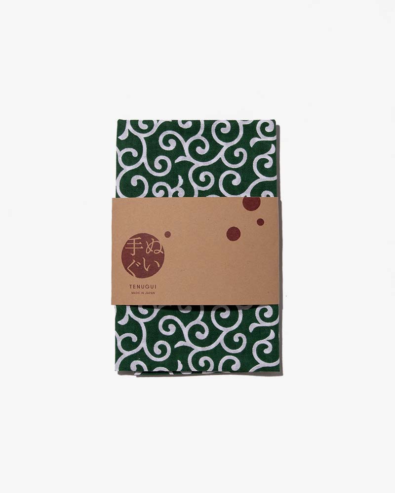 Tenugui, Classic, Komon, Green & White Karakusa