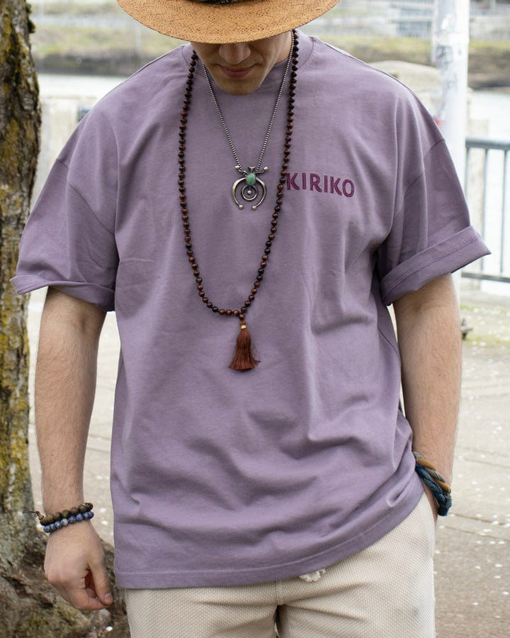 Kiriko Original Ainu Tee, Lavender with Eggplant, Grey, and Gold