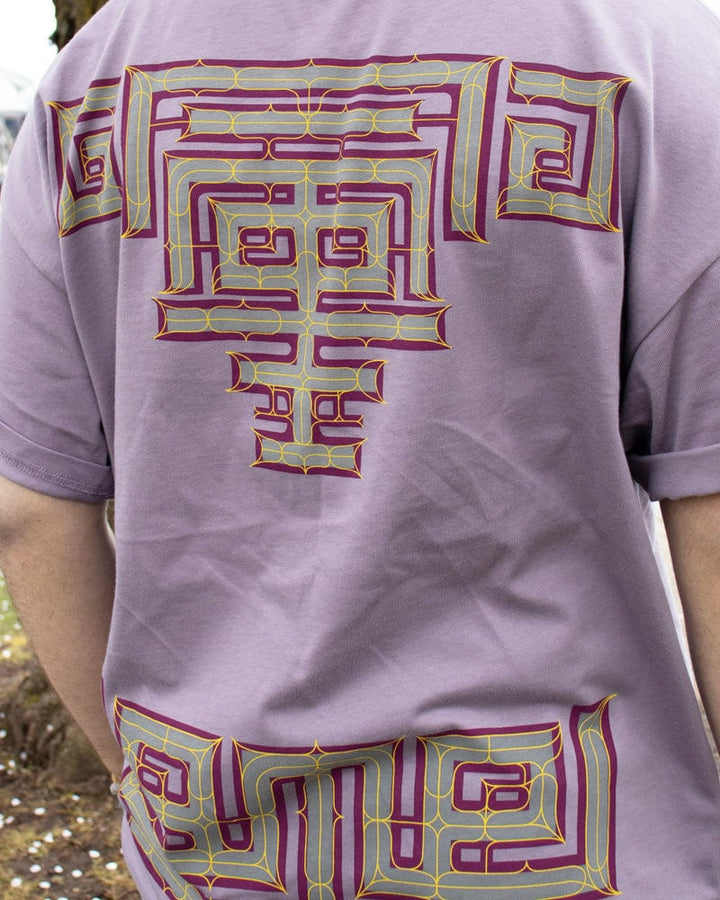 Kiriko Original Ainu Tee, Lavender with Eggplant, Grey, and Gold