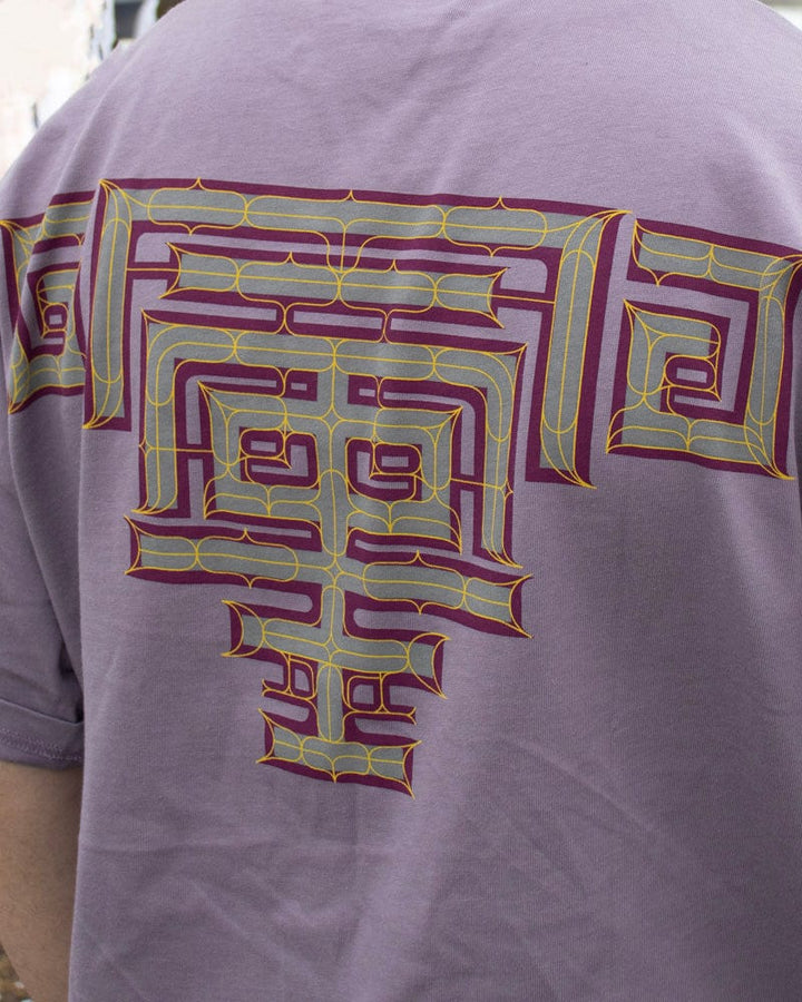 Kiriko Original Ainu Tee, Lavender with Eggplant, Grey, and Gold