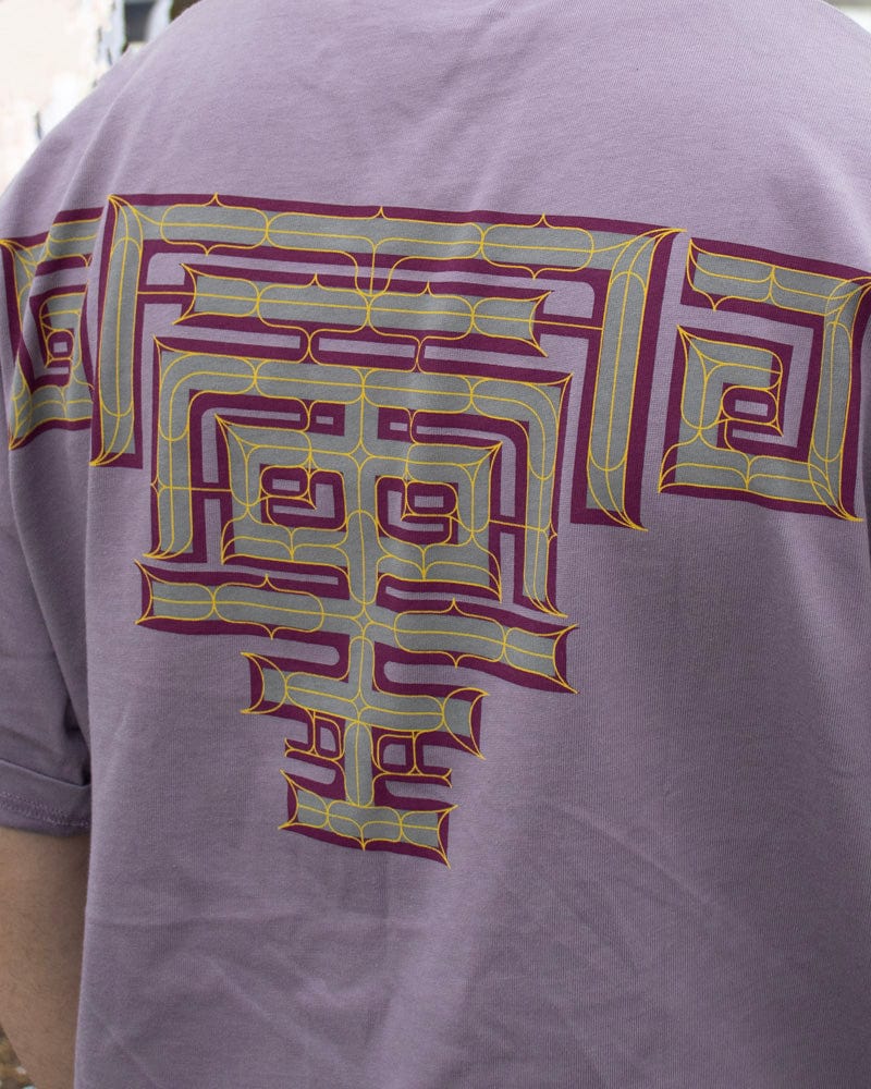 Kiriko Original Ainu Tee, Lavender with Eggplant, Grey, and Gold