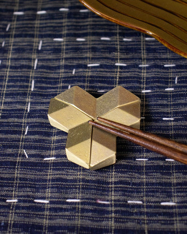 Futagami Brass Chopstick Rest, Crystal, Set of Three