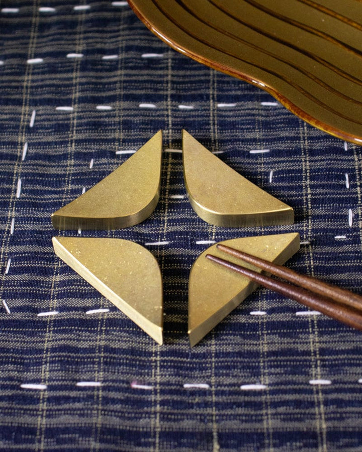 Futagami Brass Chopstick Rest, Twinkle, Set of Four