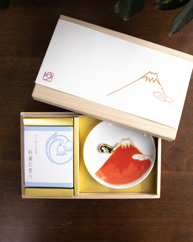 YOU YOU ANG Incense, Set with Red Incense Plate, Lily of the Valley