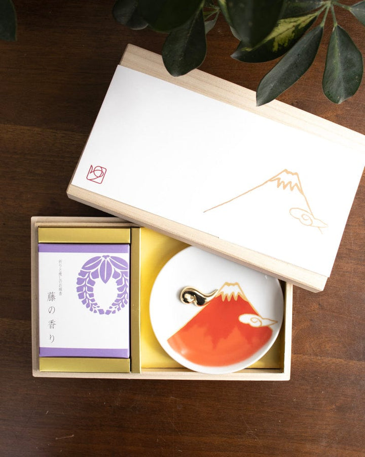YOU YOU ANG Incense, Set with Red Incense Plate, Wisteria