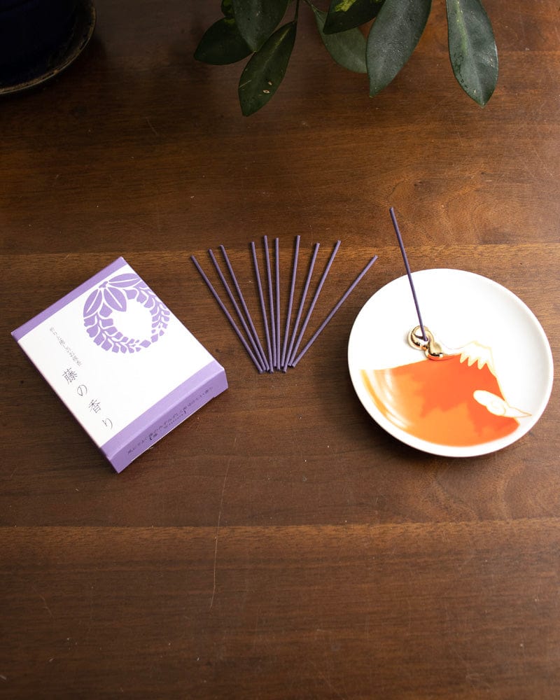 YOU YOU ANG Incense, Set with Red Incense Plate, Wisteria