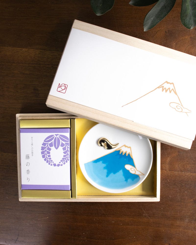 YOU YOU ANG Incense, Set with Blue Incense Plate, Wisteria