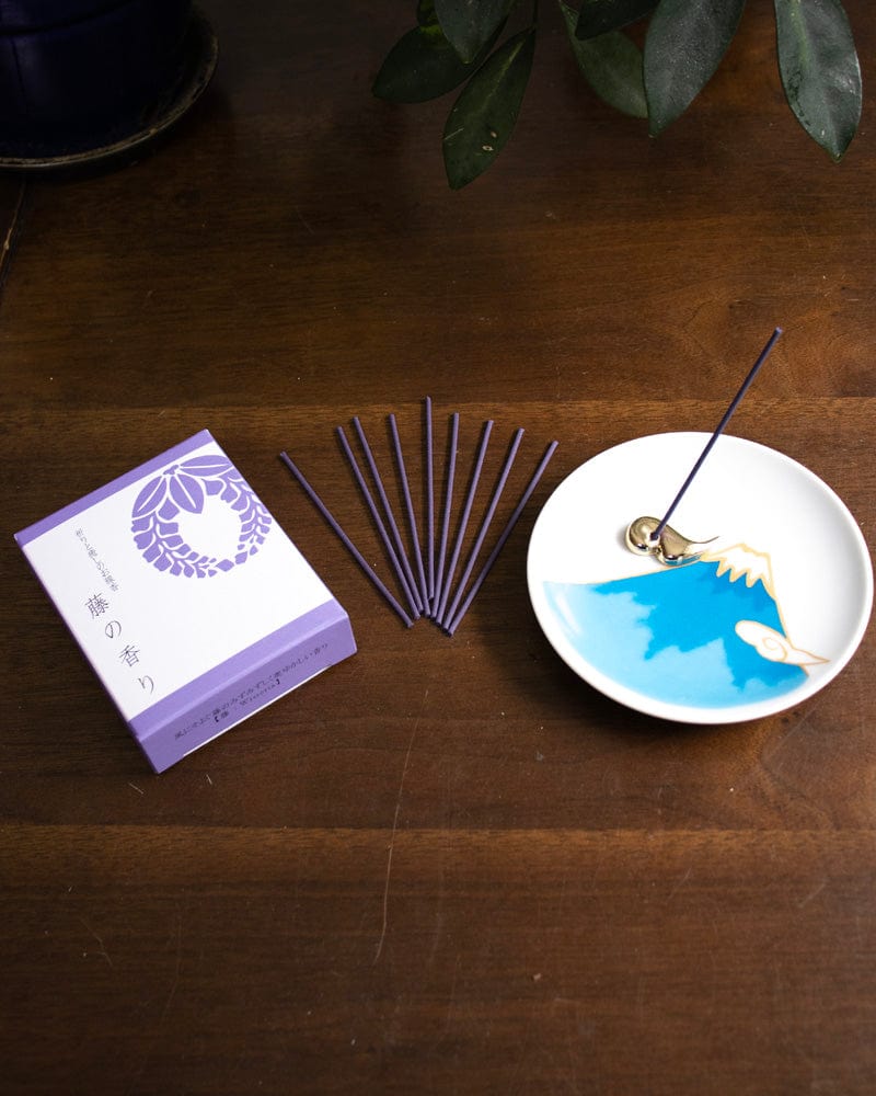 YOU YOU ANG Incense, Set with Blue Incense Plate, Wisteria