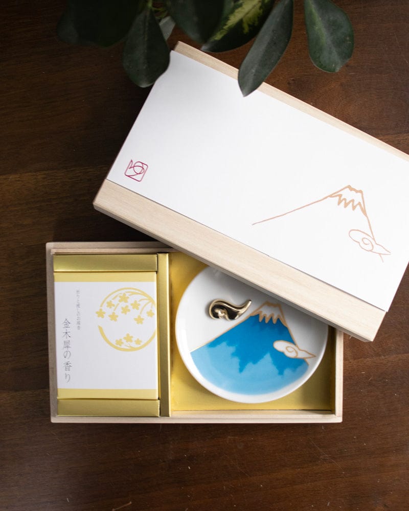 YOU YOU ANG Incense, Set with Blue Incense Plate, Osmanthus