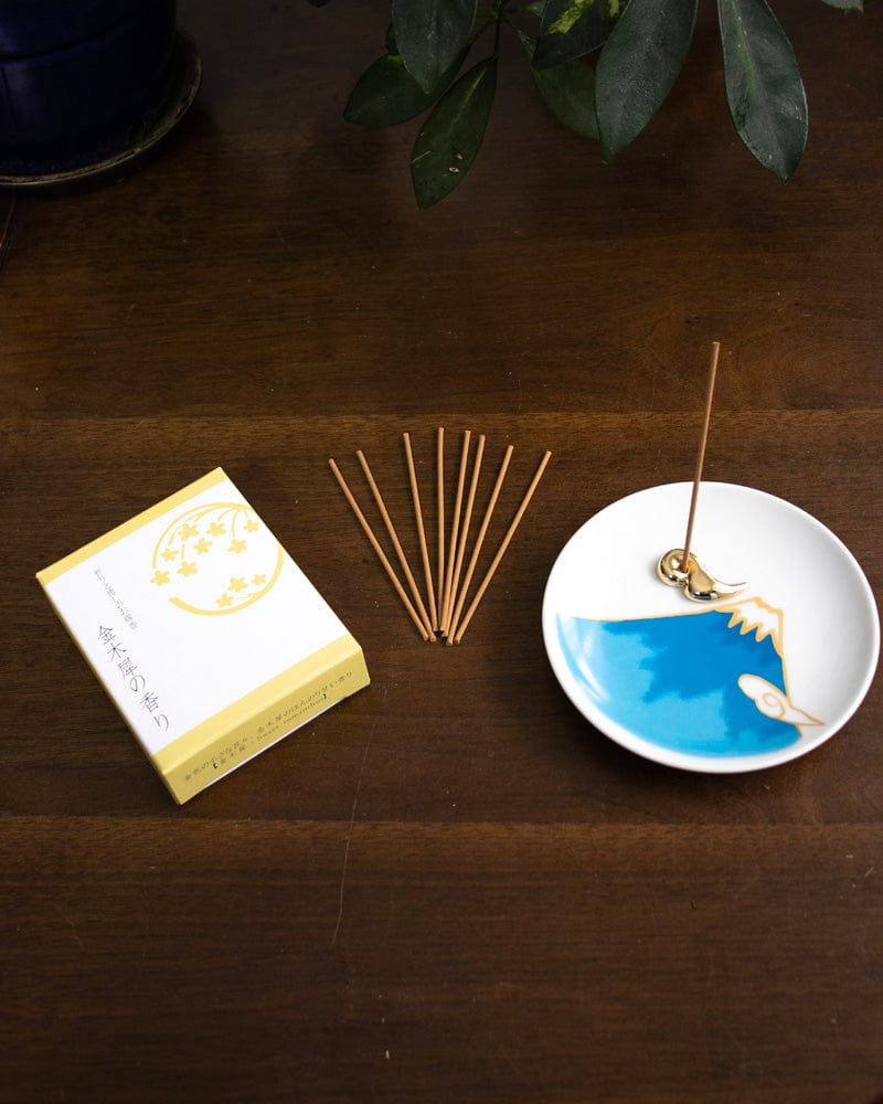 YOU YOU ANG Incense, Set with Blue Incense Plate, Osmanthus