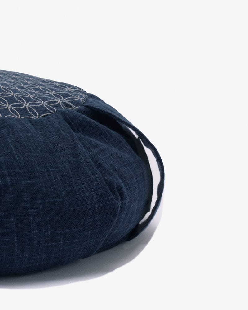 Kiriko Original Meditation Pillow, Two-Tone Zafu, Solid Indigo and Shippou