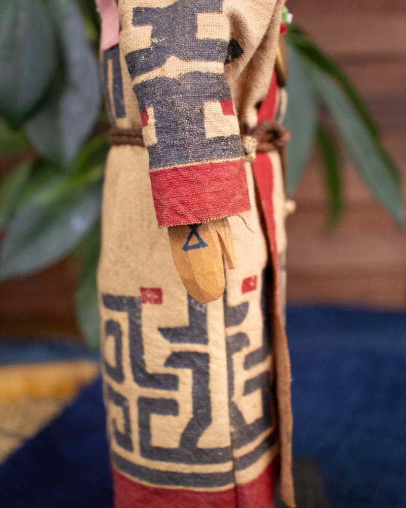 Ainu Doll Set, Man and Woman in Cloth Robes, 9" tall