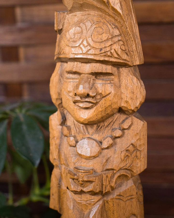 Ainu Doll, Wood Carving with Man, Woman, Bear, and Owl, 18" tall
