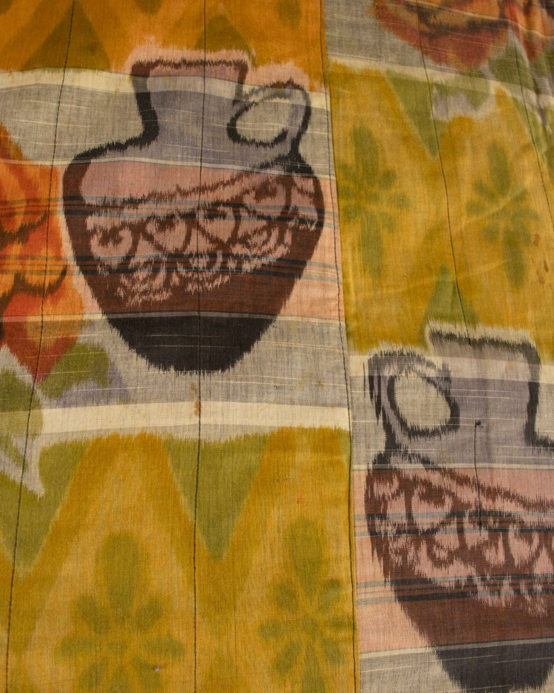 Vintage Blanket, Orange and Yellow with Brown Vases, Purple and Yellow Plaid Shades of Indigo