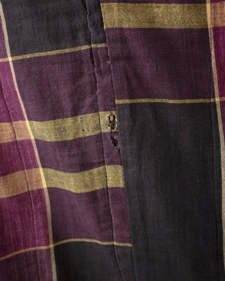 Vintage Blanket, Orange and Yellow with Brown Vases, Purple and Yellow Plaid Shades of Indigo